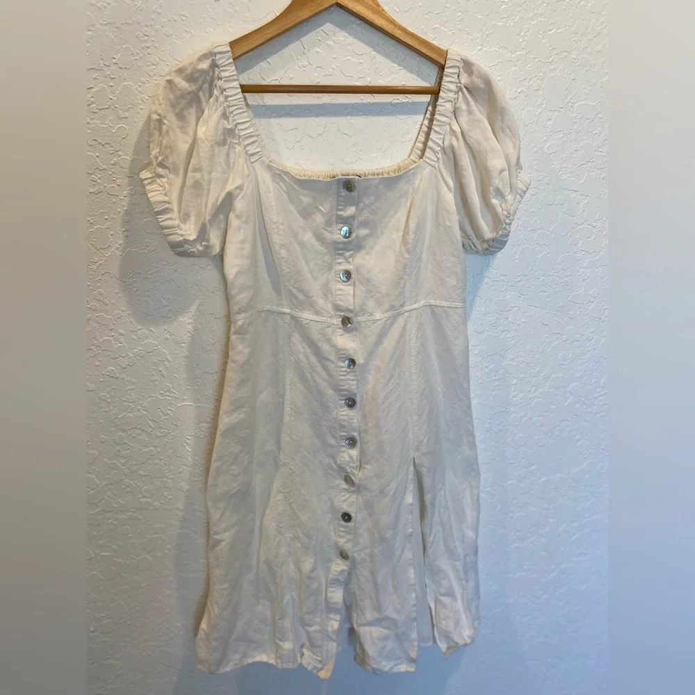 Forever 21 Square neck linen button midi summer dress